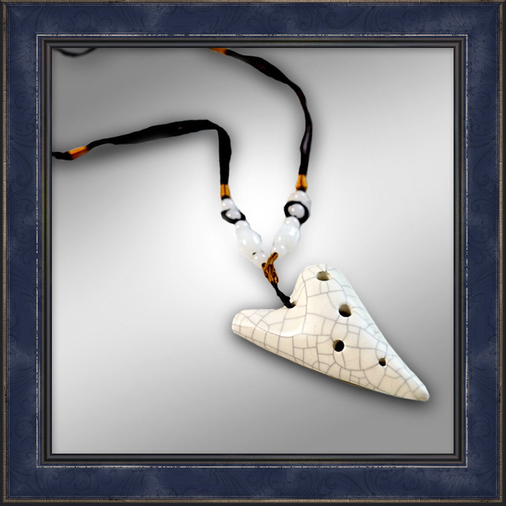Ocarina - 6 Hole Mini Necklace, Sparkling White
